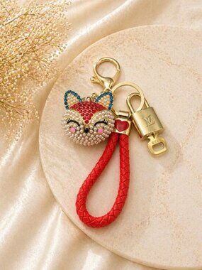 LV Gold Padlock 🔑 Authentic Louis Vuitton Charm + Unbranded Fox Head Keychain